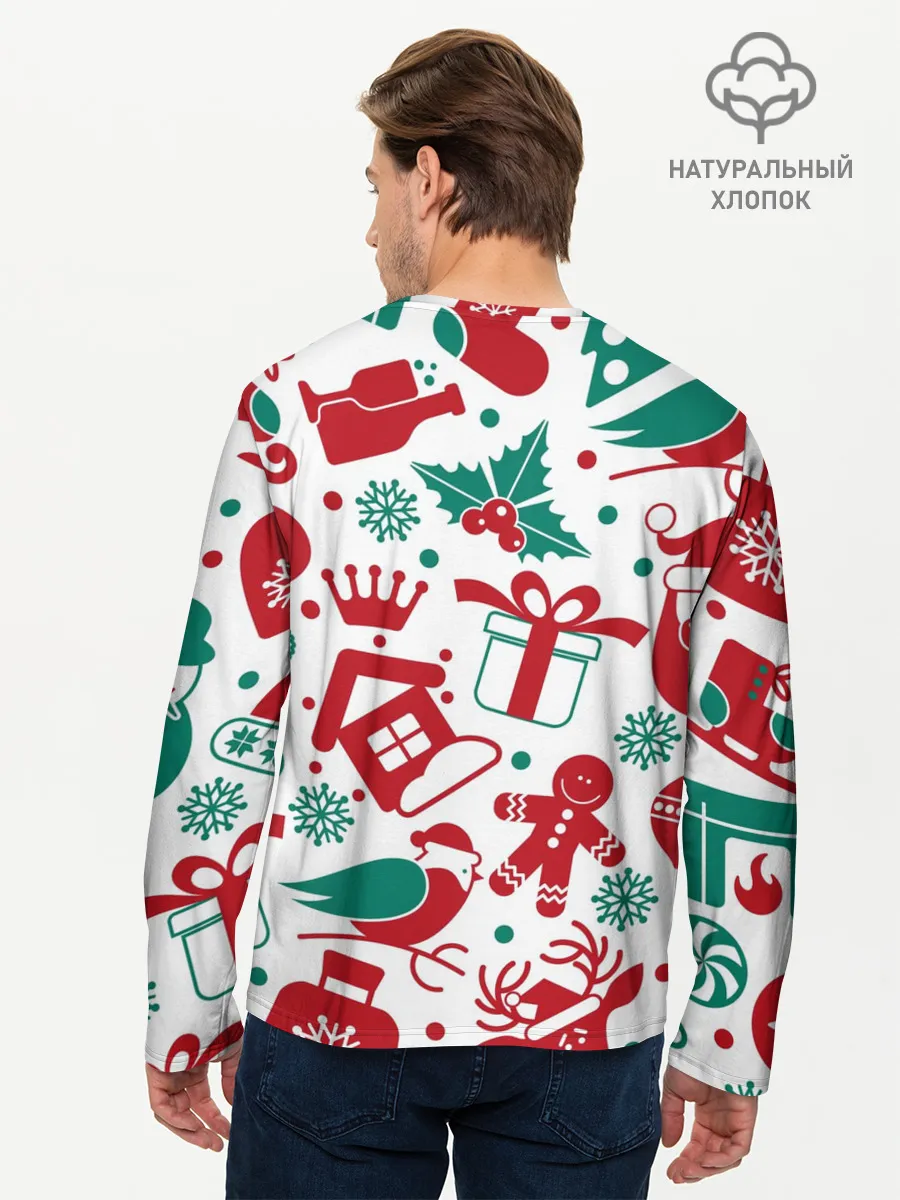 Мужской лонгслив базовый / Merry Christmas3D