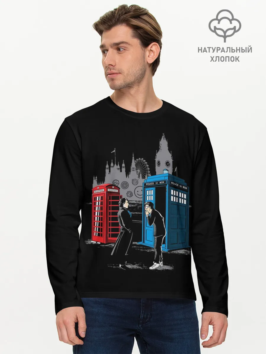 Мужской лонгслив базовый / Шерлок х Доктор