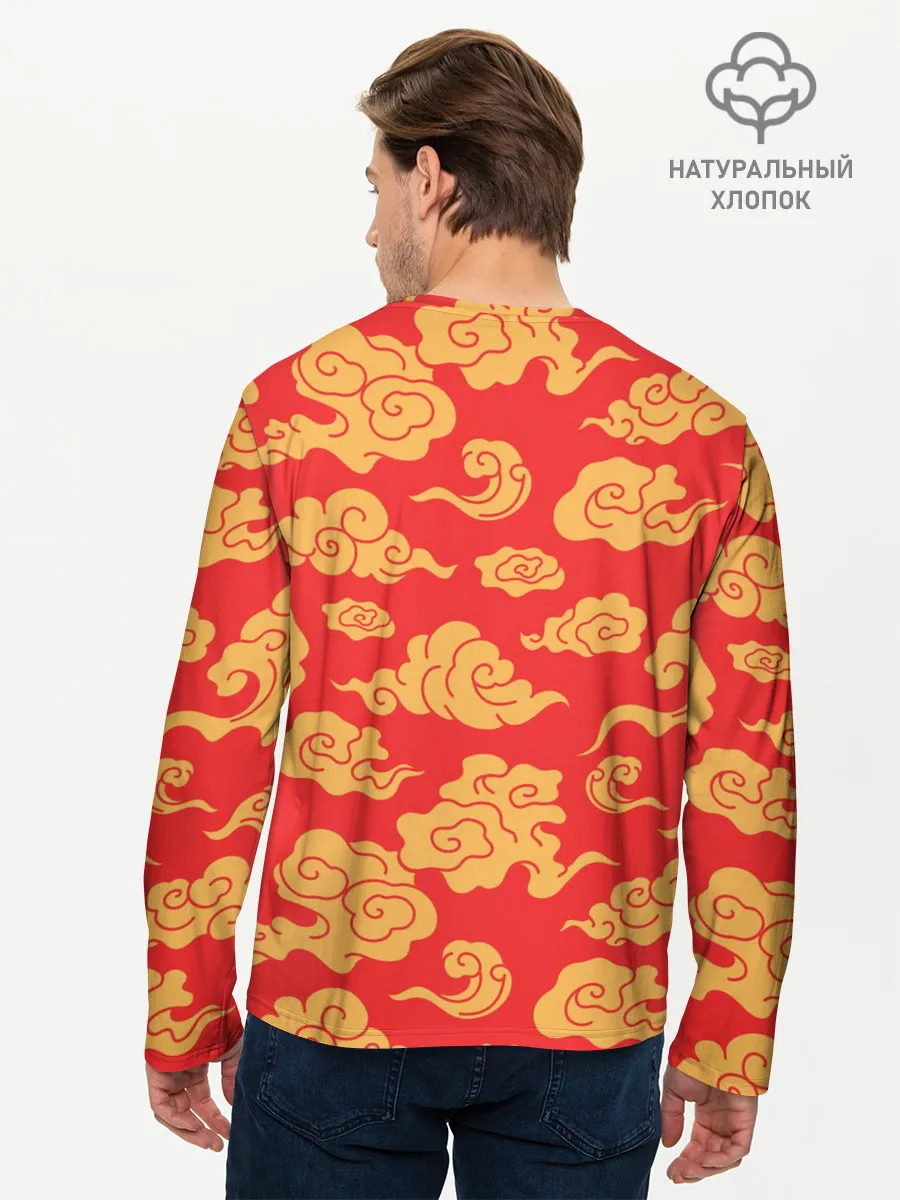 Мужской лонгслив базовый / Западный узор облаков