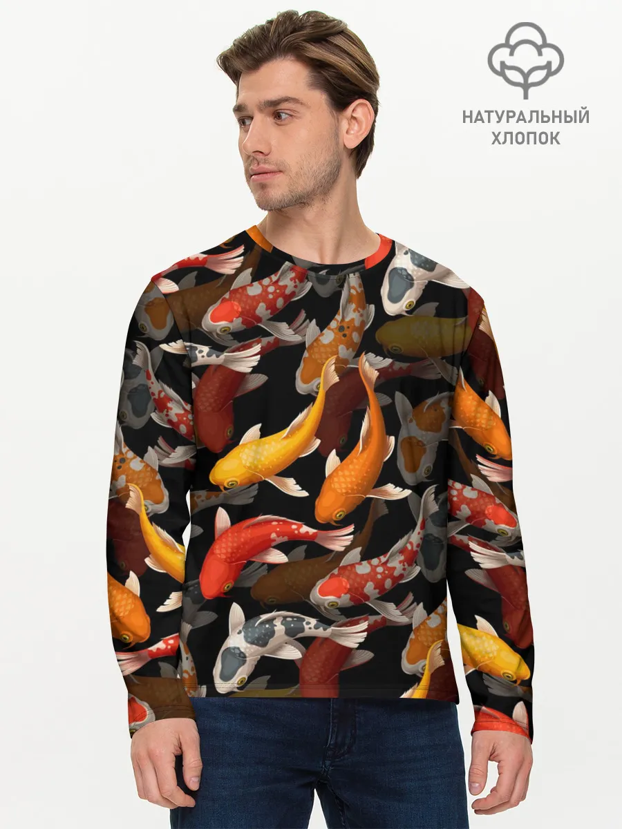 Мужской лонгслив базовый / Карпы кои | Японские карпы