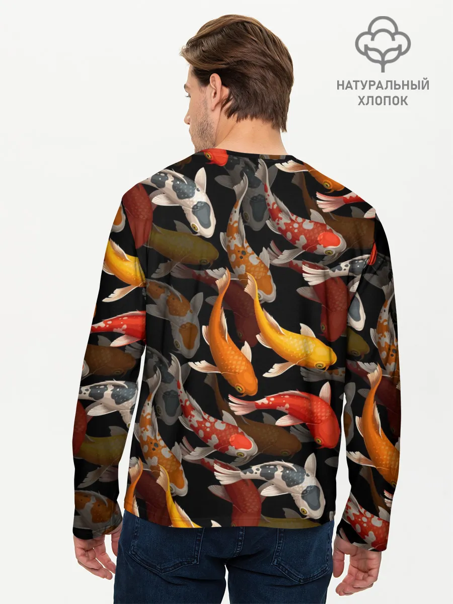 Мужской лонгслив базовый / Карпы кои | Японские карпы