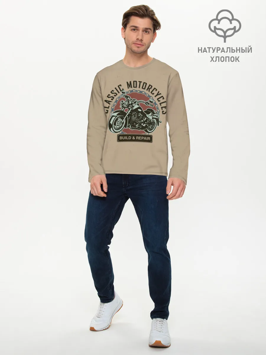 Мужской лонгслив базовый / Классические мотоцклы
