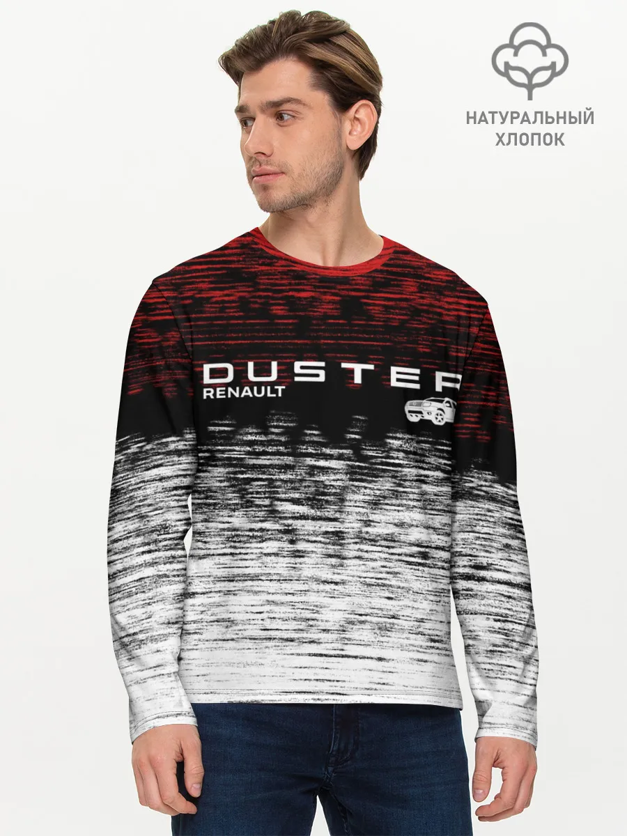 Мужской лонгслив базовый / Renault Duster | полосы гранж