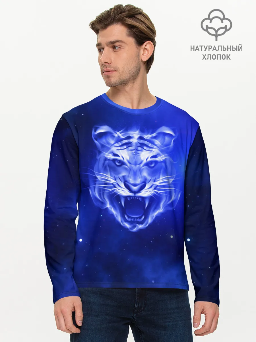 Мужской лонгслив базовый / Космический тигр