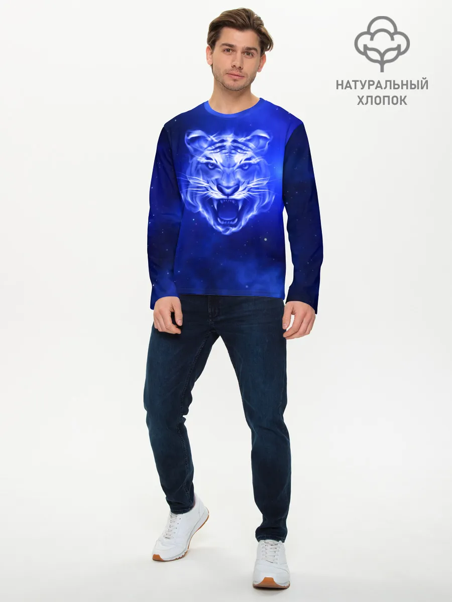 Мужской лонгслив базовый / Космический тигр