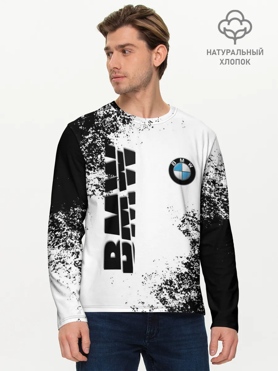 Мужской лонгслив базовый / BMW | БМВ РАЗРЕЗАННОЕ ЛОГО