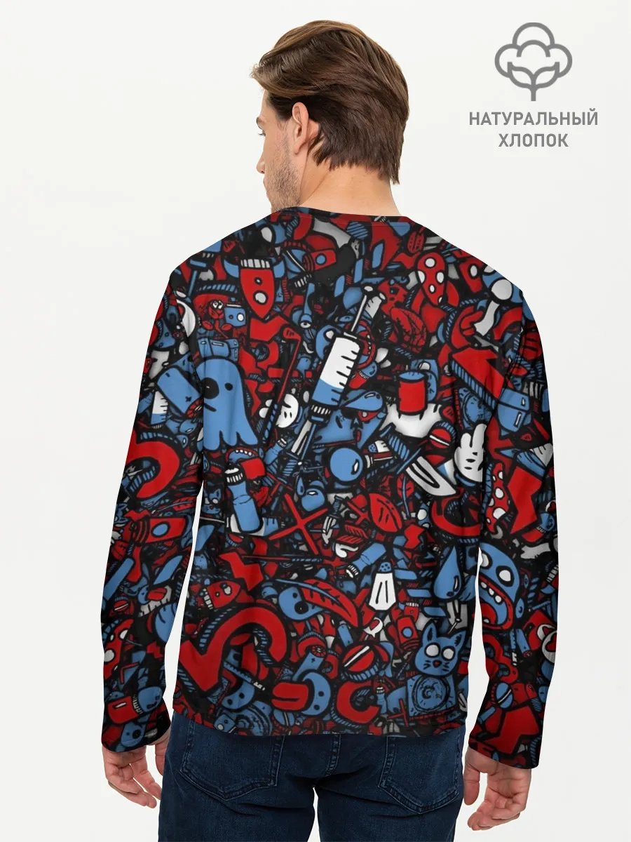 Мужской лонгслив базовый / RedBlue stikers