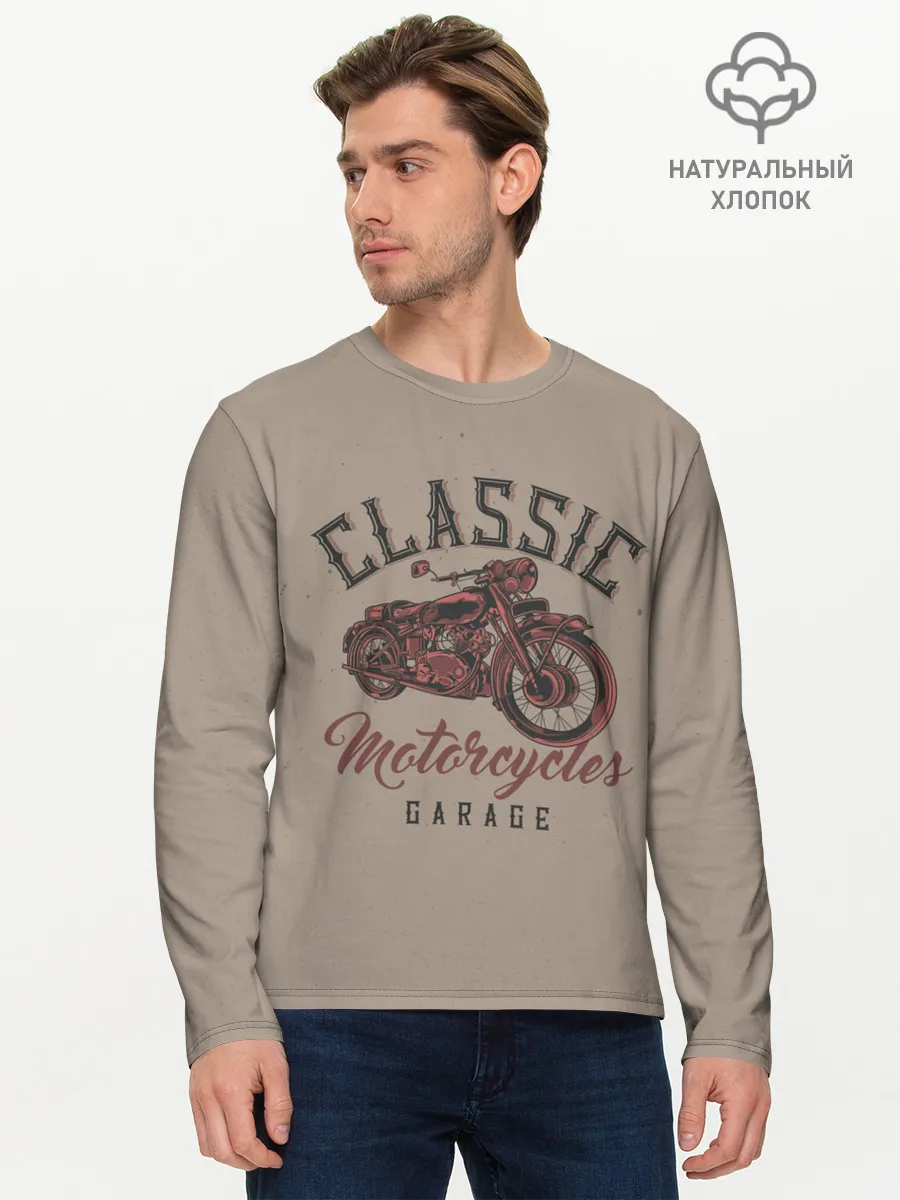 Мужской лонгслив базовый / Классические мотоциклы