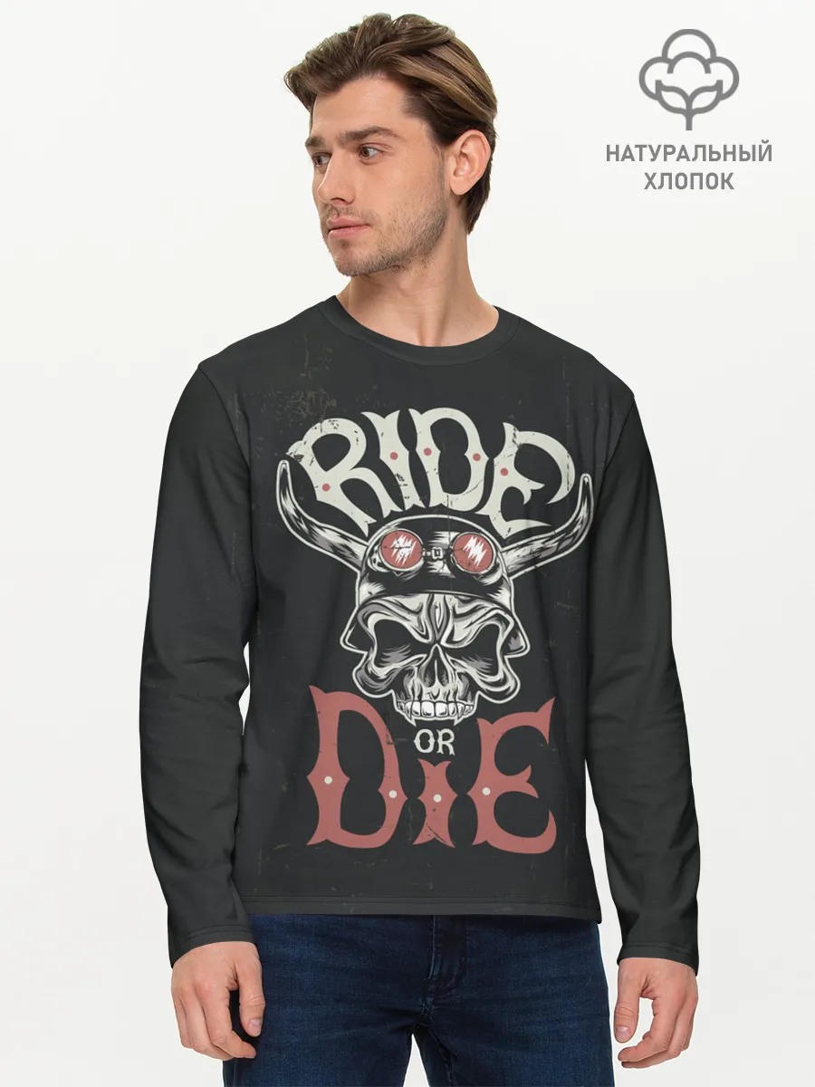 Мужской лонгслив базовый / Ride or die