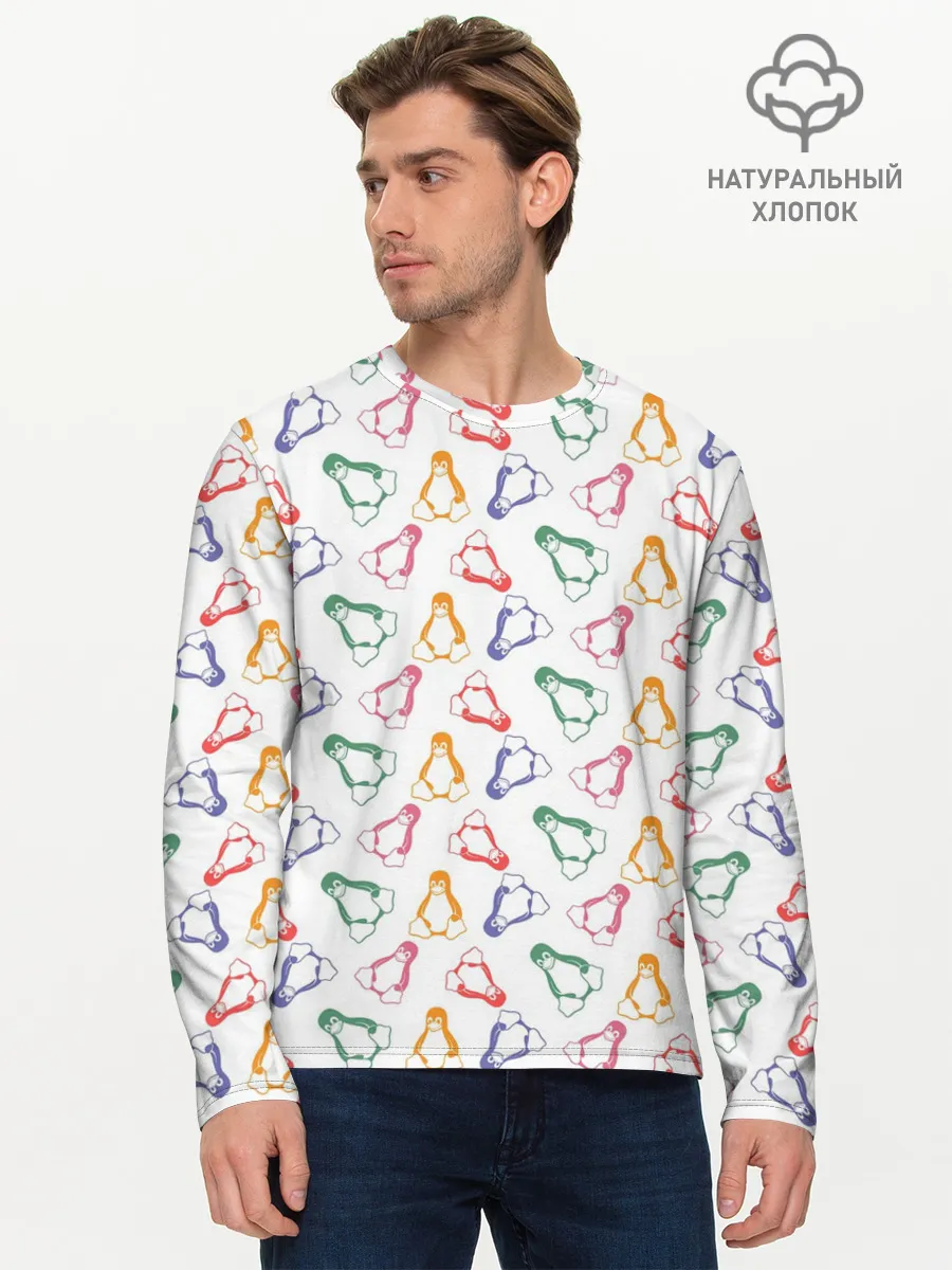 Мужской лонгслив базовый / Linux Ядро Пингвин