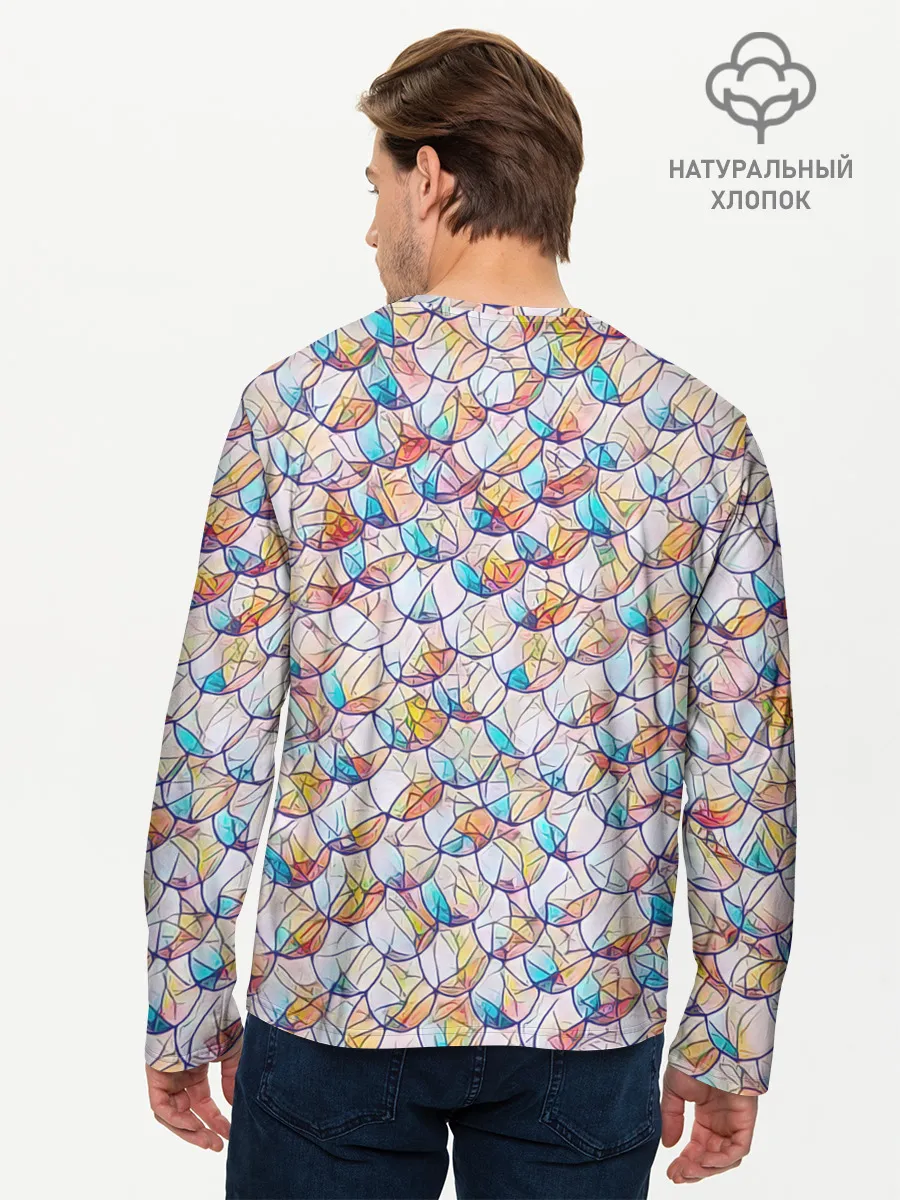 Мужской лонгслив базовый / Разноцветная чешуя