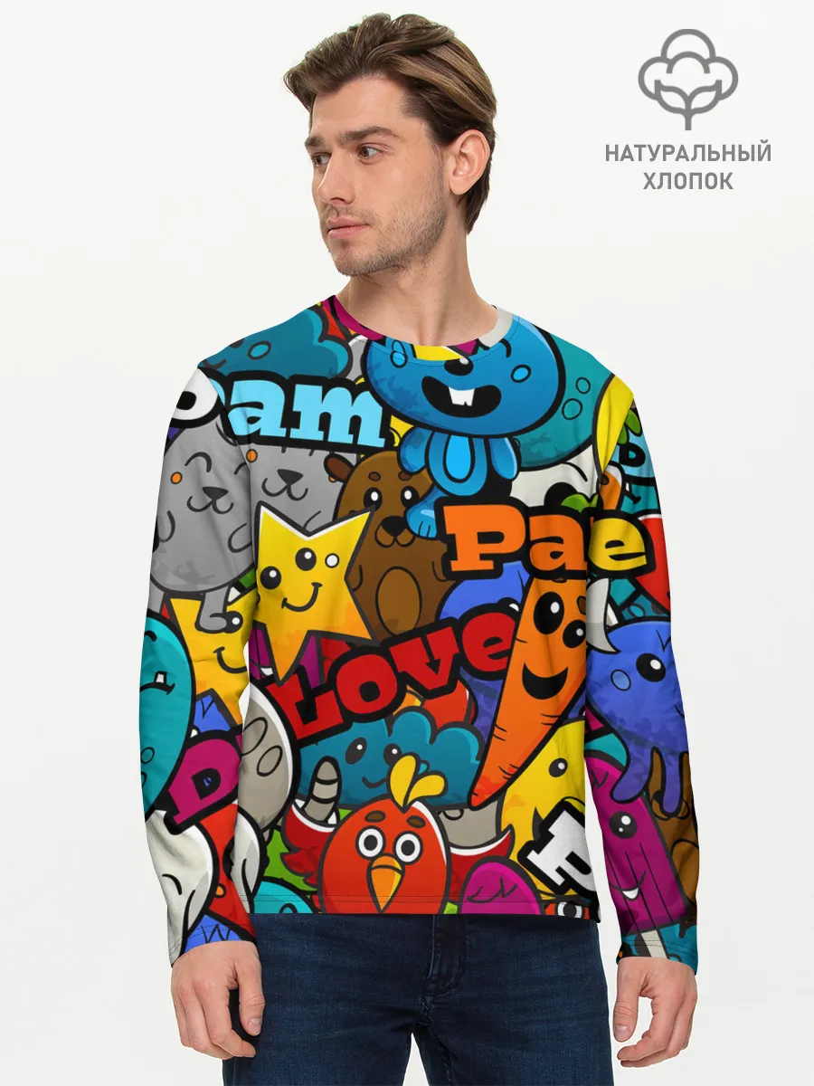 Мужской лонгслив базовый / LOVE | PEACE | PARTY