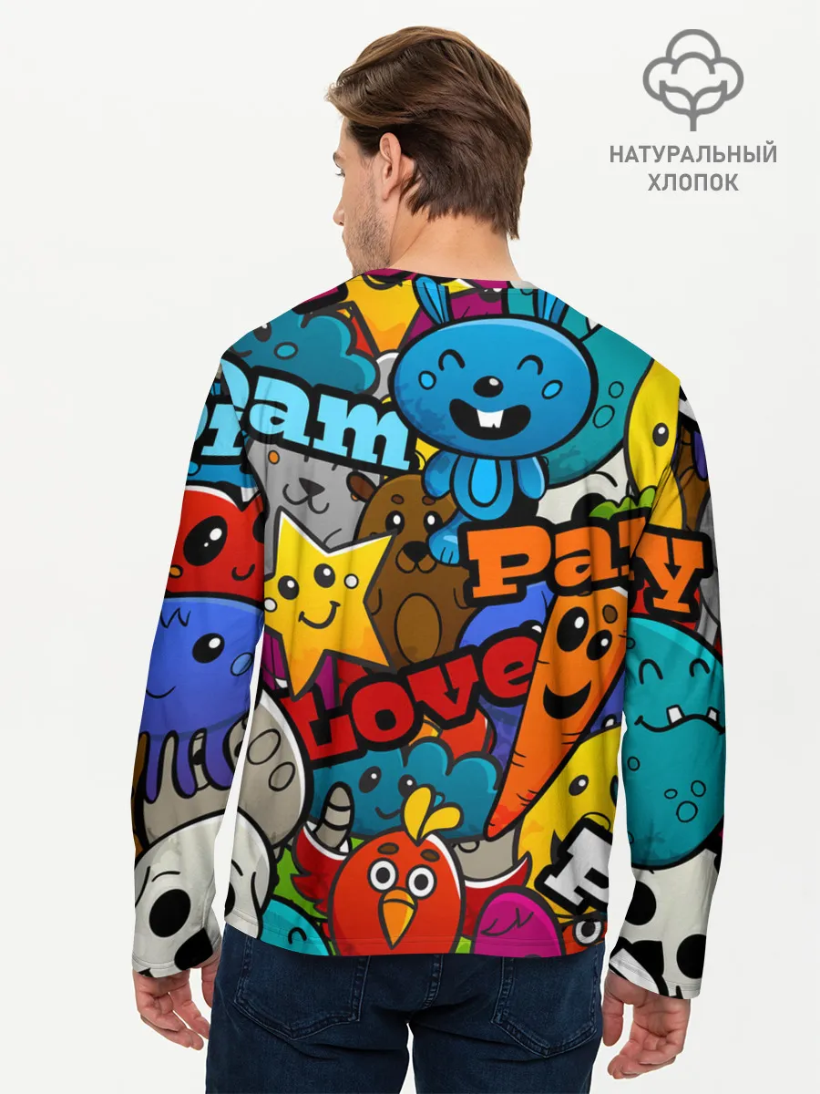 Мужской лонгслив базовый / LOVE | PEACE | PARTY