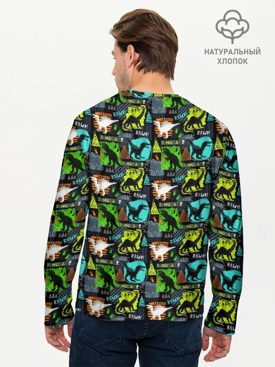 Мужской лонгслив базовый / Dinosaurs