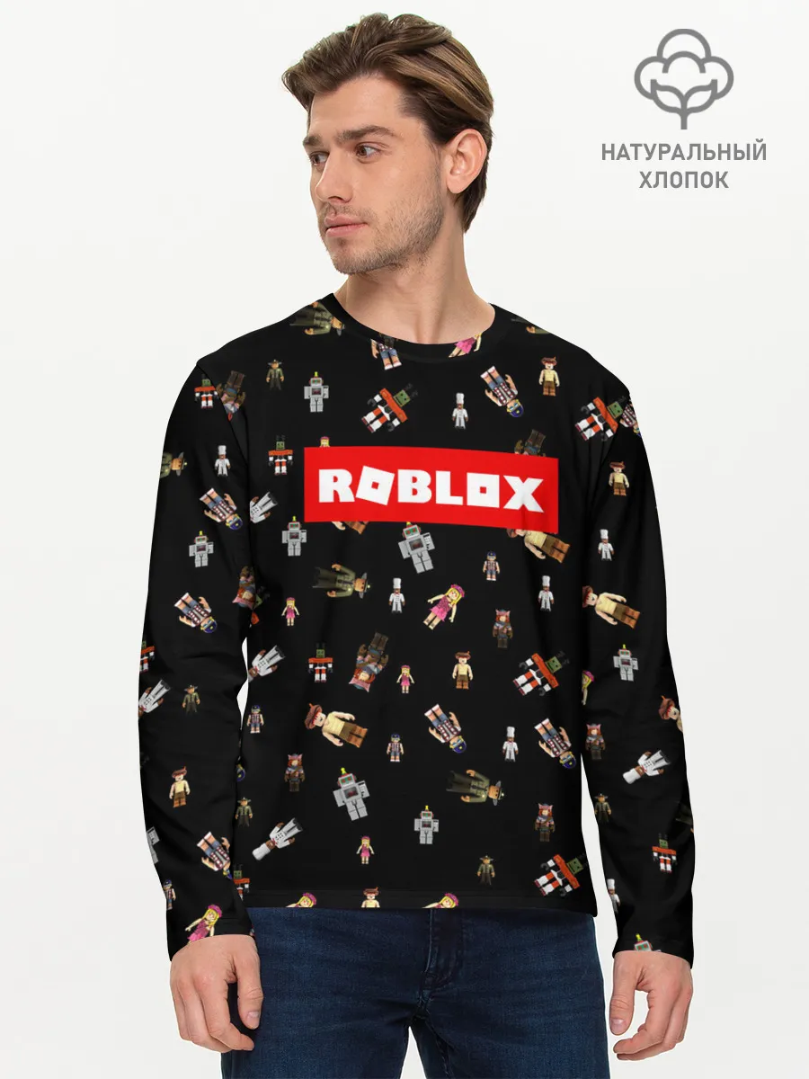 Мужской лонгслив базовый / ROBLOX PATTERN | РОБЛОКС