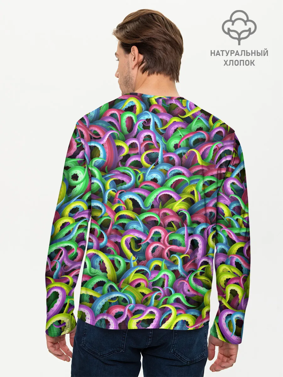 Мужской лонгслив базовый / Психоделические щупальца