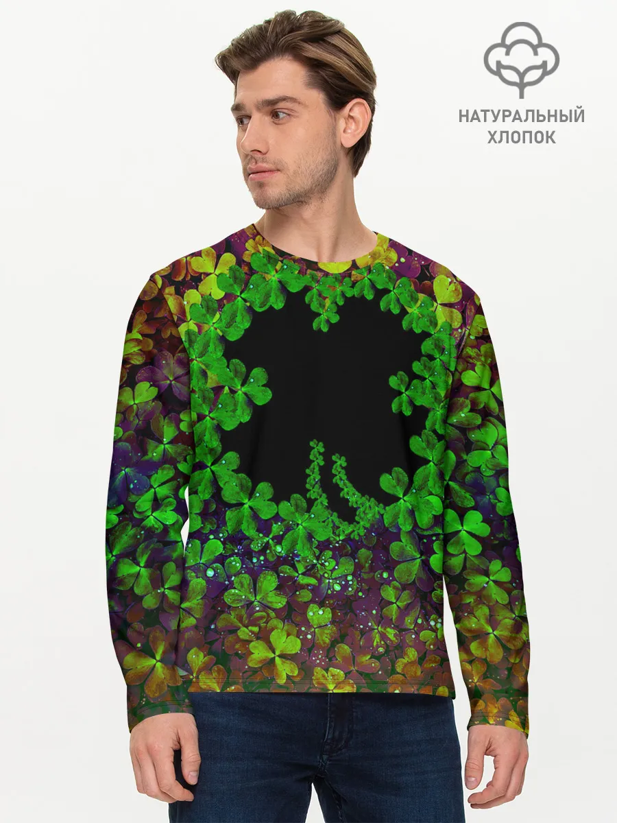 Мужской лонгслив базовый / Четырехлистный Клевер