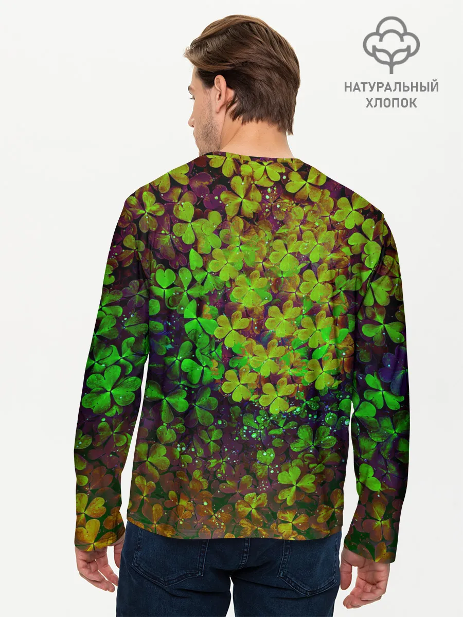 Мужской лонгслив базовый / Четырехлистный Клевер