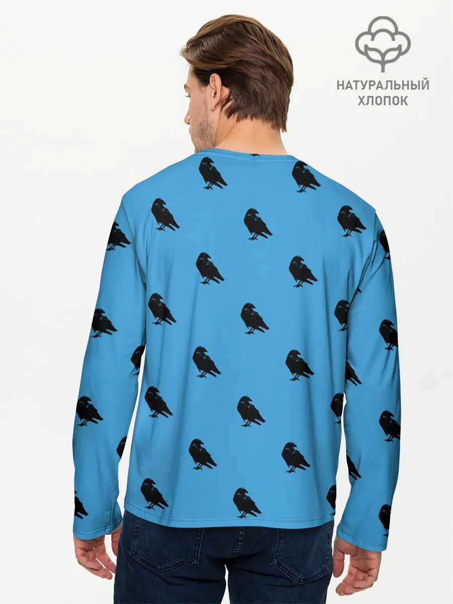 Мужской лонгслив базовый / Вороны паттерн