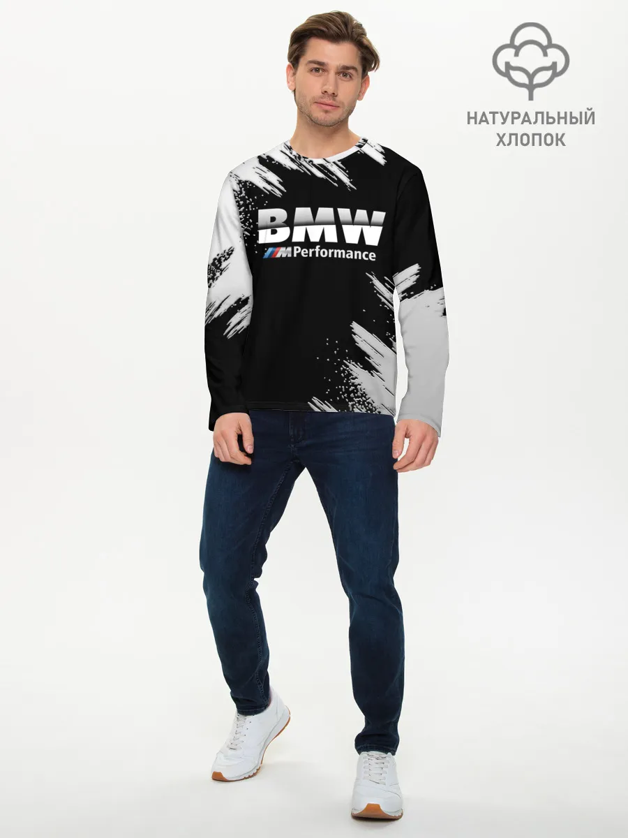 Мужской лонгслив базовый / БМВ РАЗРЕЗАННОЕ ЛОГО