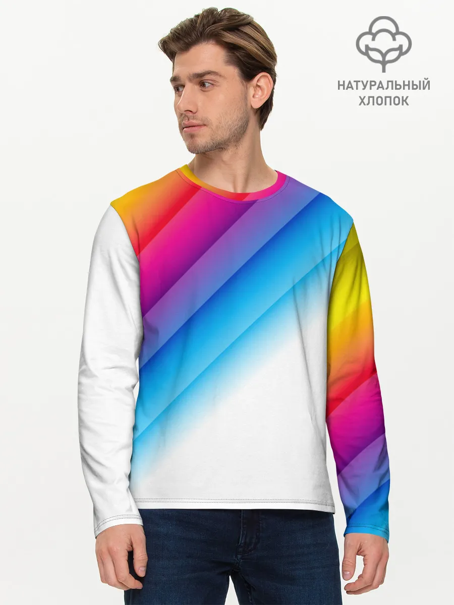Мужской лонгслив базовый / РАДУЖНЫЕ ПОЛОСЫ | RAINBOW