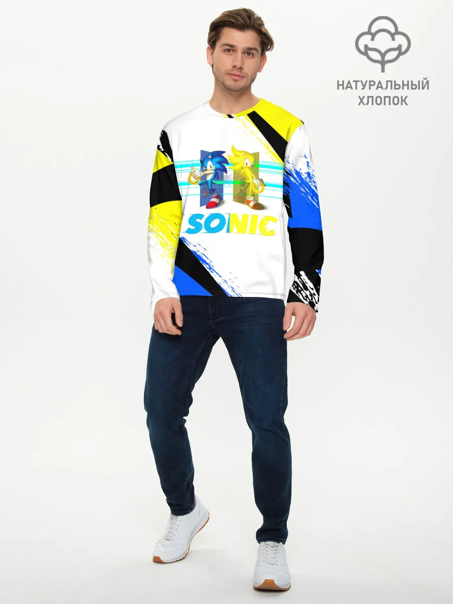 Мужской лонгслив базовый / СУПЕР СОНИК