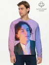 Мужской лонгслив базовый / Timothee Chalamet розовый градиент