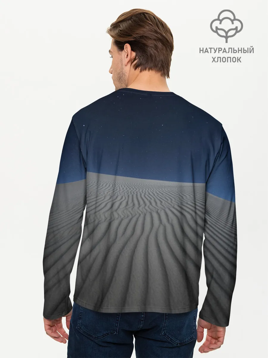 Мужской лонгслив базовый / Пустыня дюна песок ночь