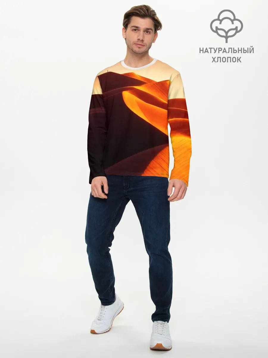 Мужской лонгслив базовый / Пустыня дюна барханы
