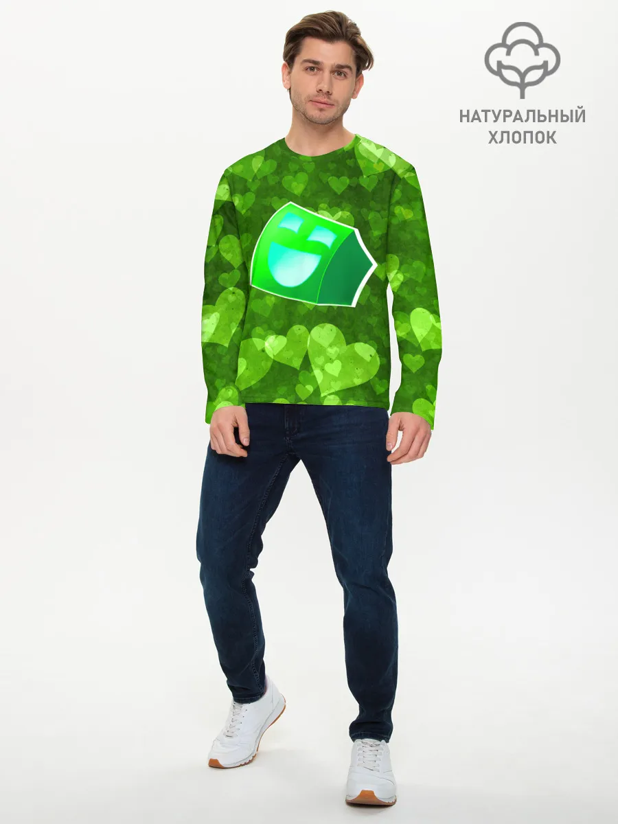 Мужской лонгслив базовый / Geometry Dash | Green Love