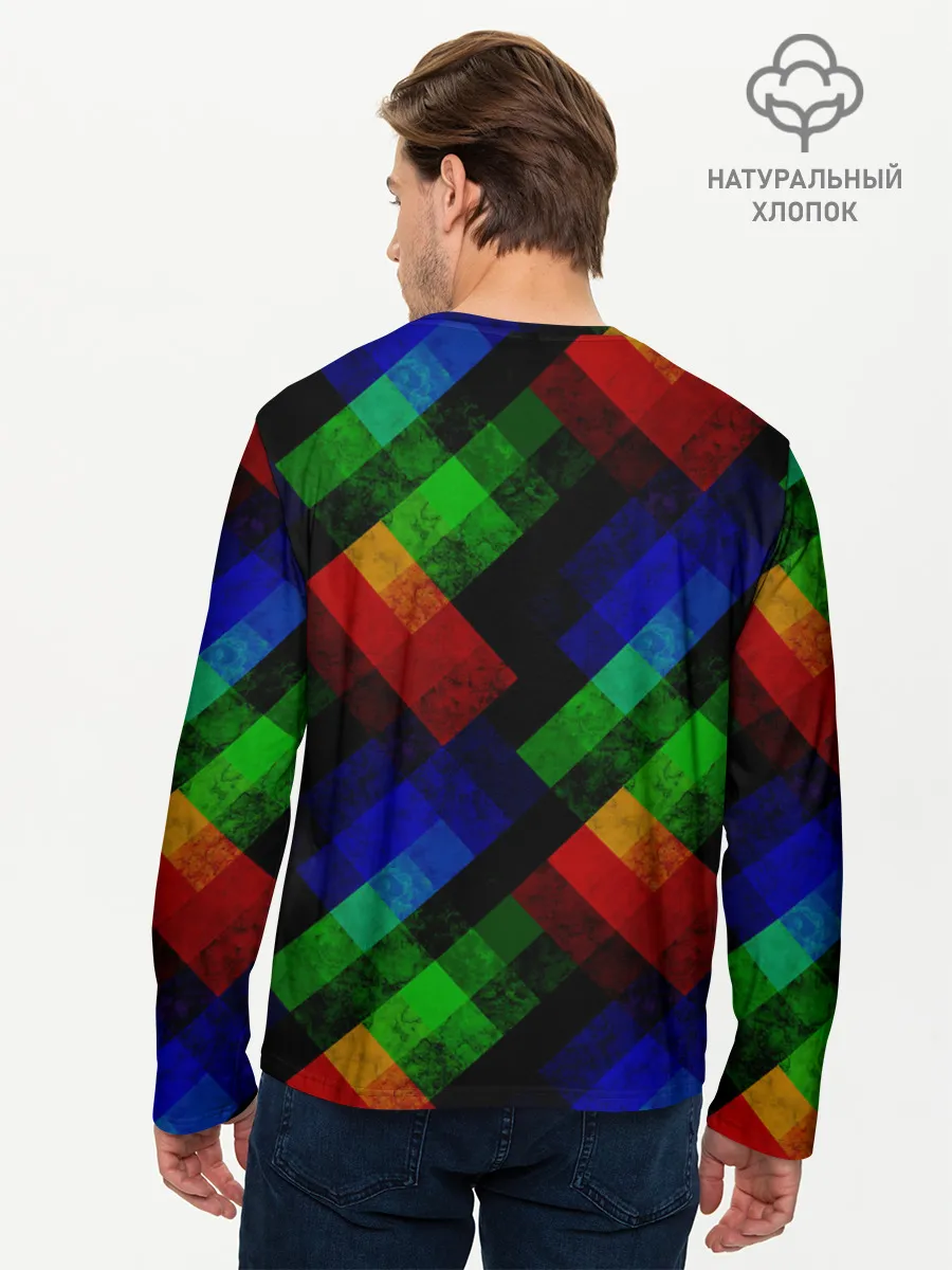 Мужской лонгслив базовый / Разноцветный мраморный узор