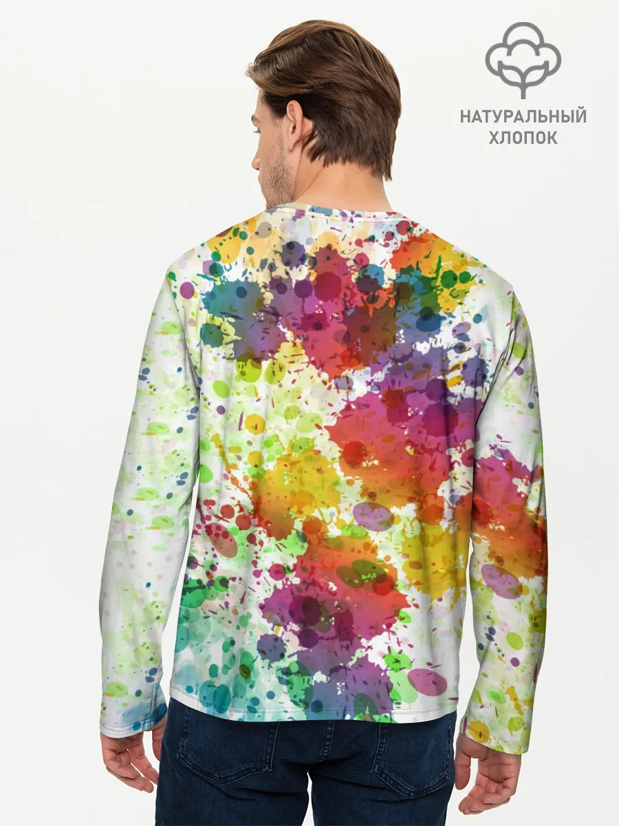 Мужской лонгслив базовый / Красно-жёлтые пятна