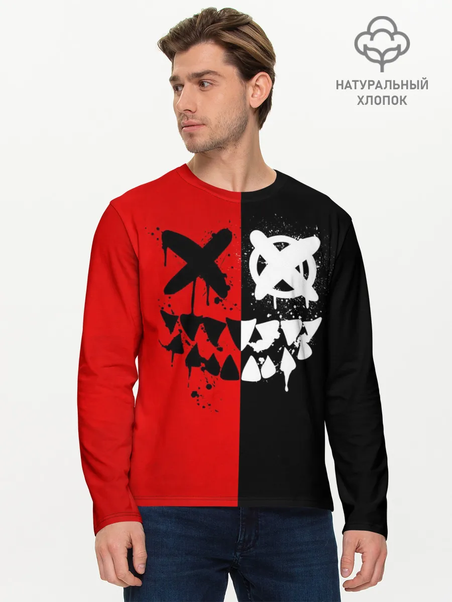 Мужской лонгслив базовый / Smail Black and red