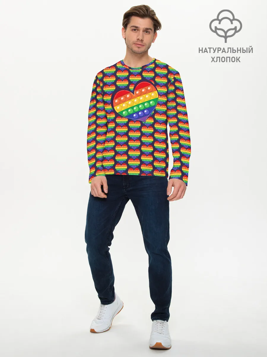 Мужской лонгслив базовый / Большое сердце ПОП-ИТа