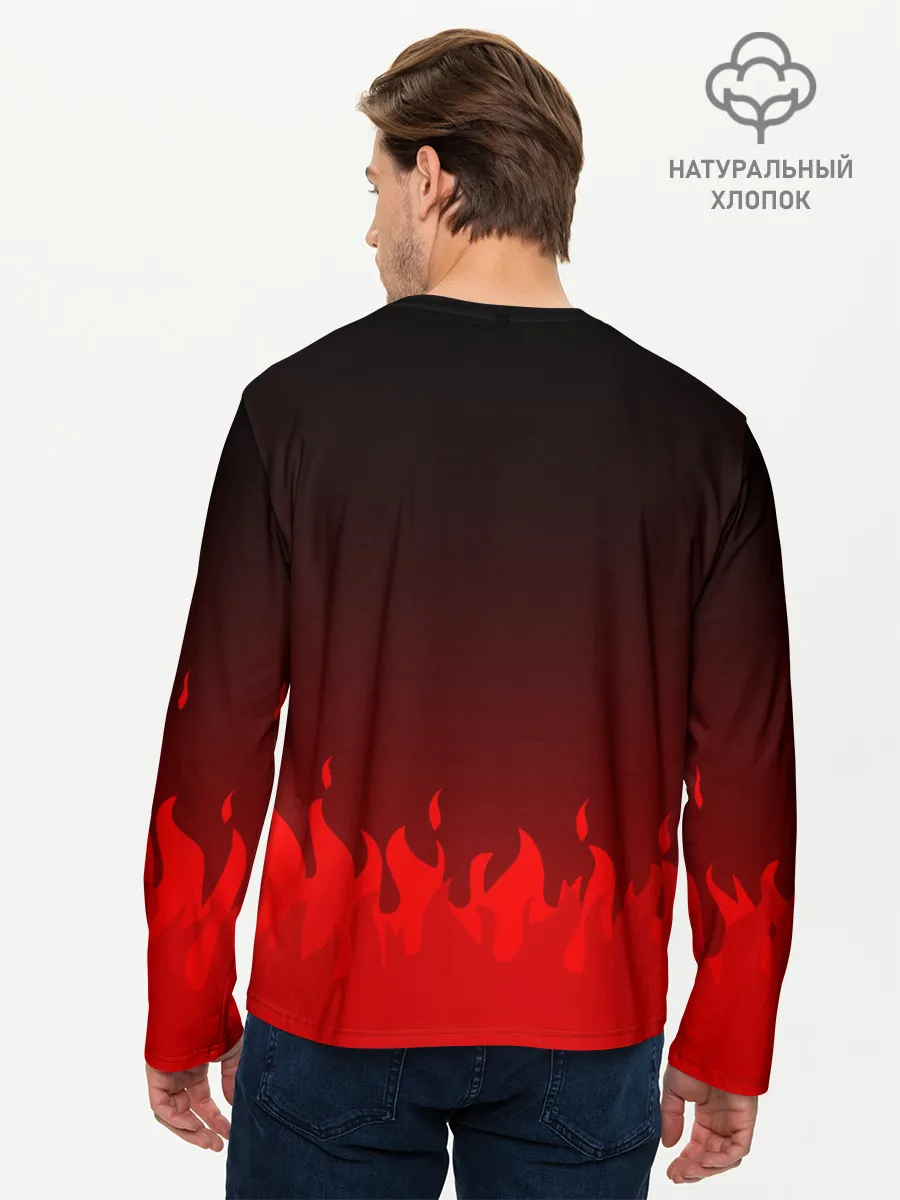 Мужской лонгслив базовый / ДЬЯВОЛ | КРАСНЫЙ ОГОНЬ