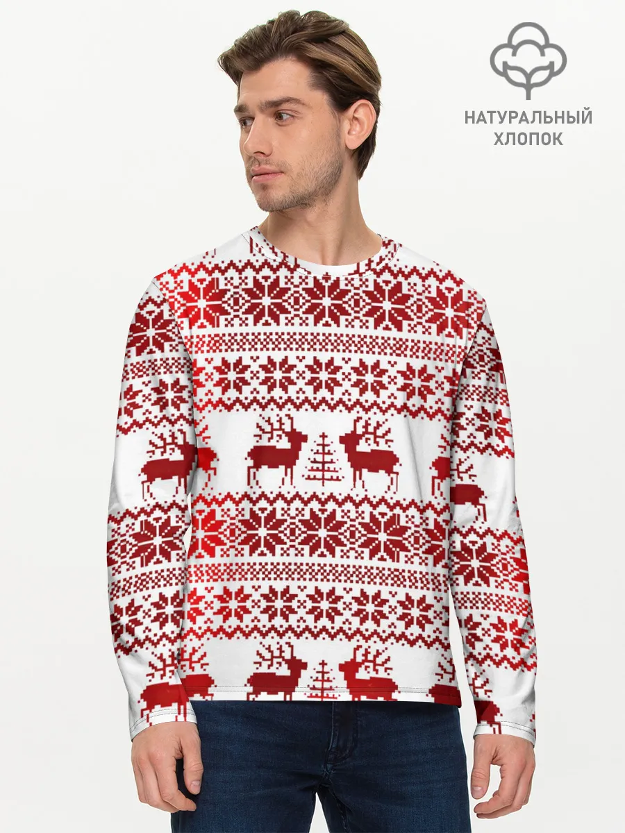 Мужской лонгслив базовый / Зимний лес