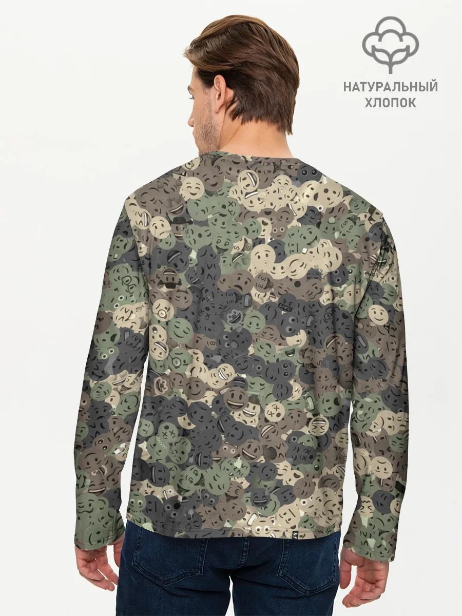 Мужской лонгслив базовый / Эмодзи камуфляж