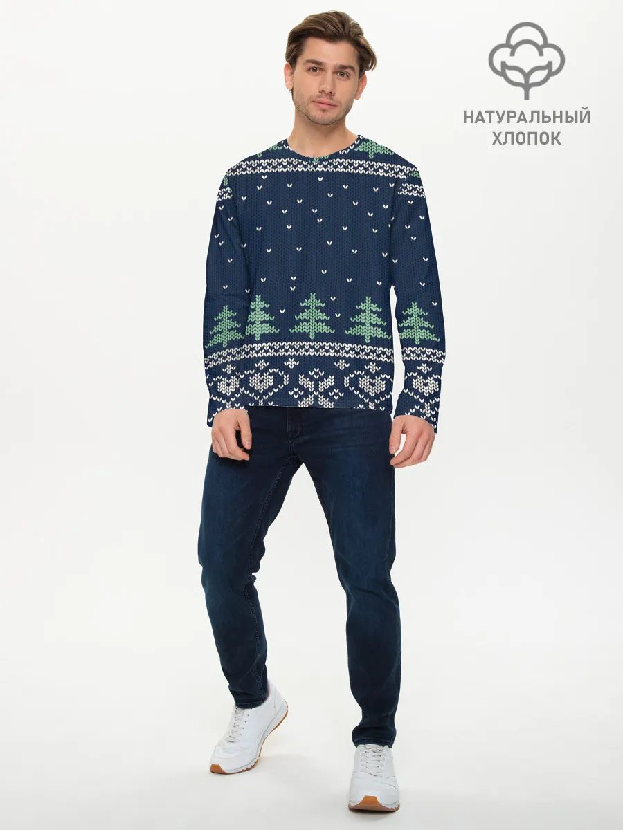 Мужской лонгслив базовый / Зимняя ночь