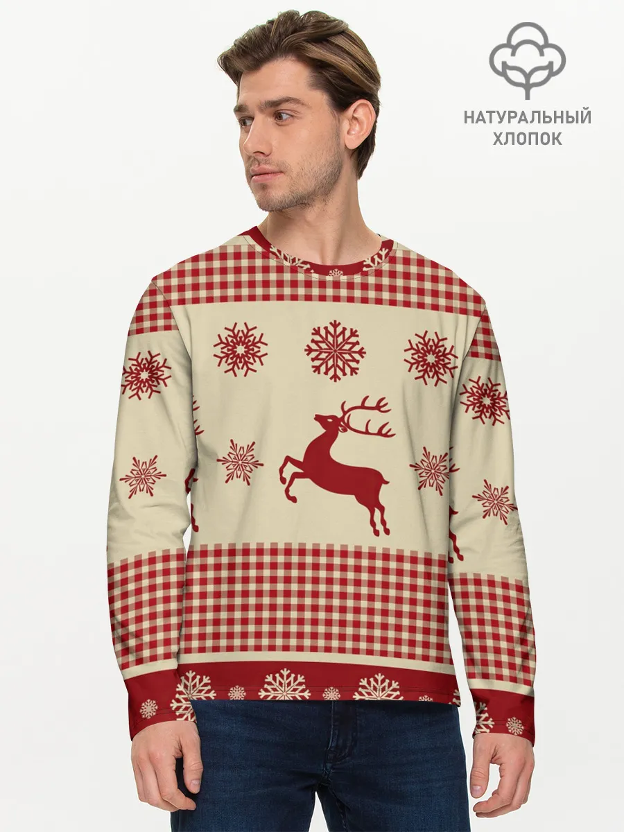 Мужской лонгслив базовый / Олени