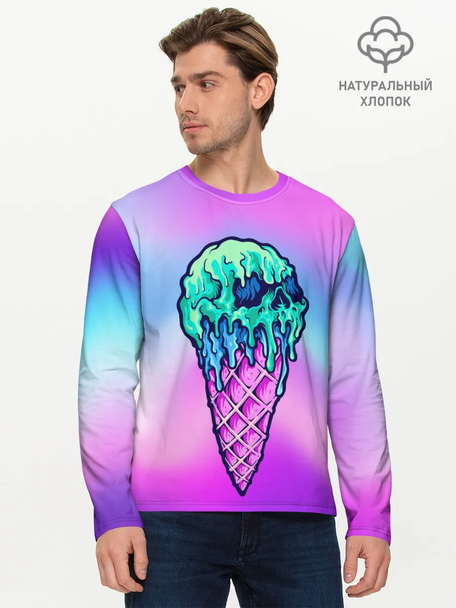 Мужской лонгслив базовый / Мороженое | Ice Scream | Череп
