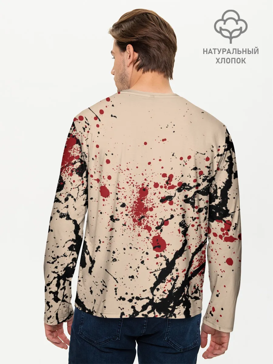 Мужской лонгслив базовый / Череп Хипстер Брызги Краски