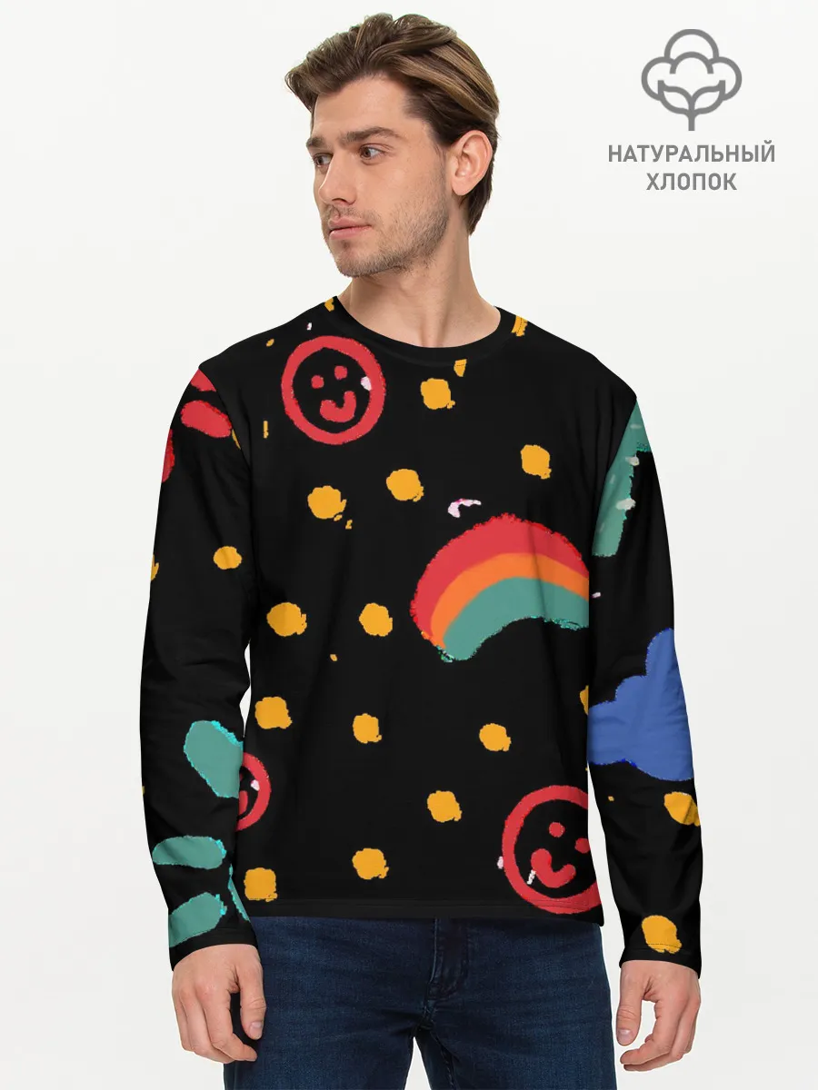 Мужской лонгслив базовый / красочное детство