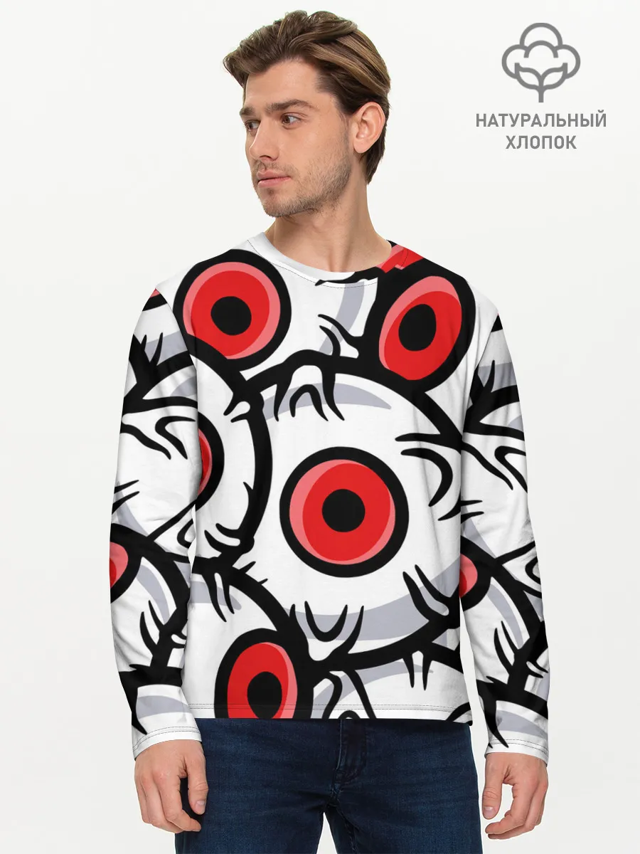 Мужской лонгслив базовый / ГЛАЗА ЗЛОДЕЯ | RED EYES