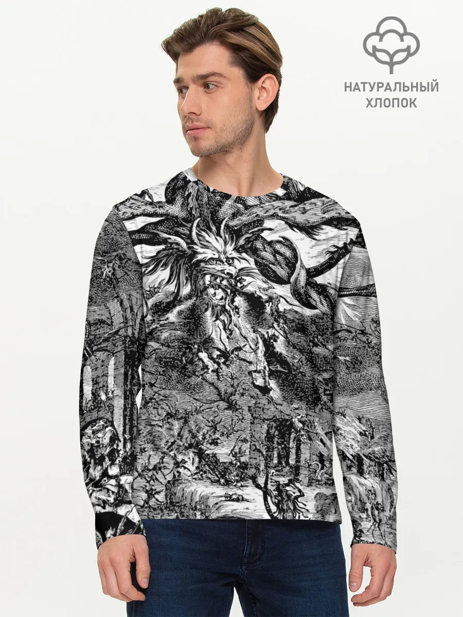 Мужской лонгслив базовый / Демонический хаос