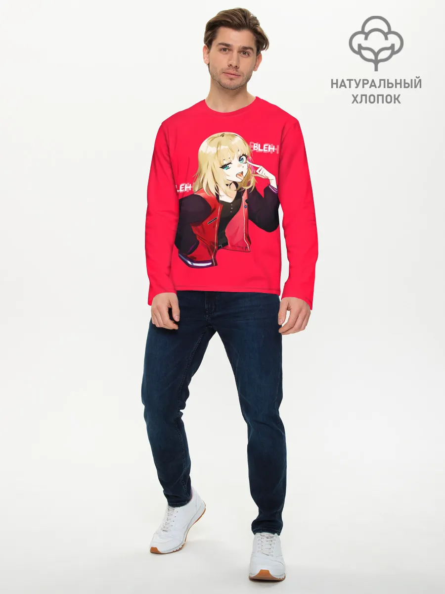 Мужской лонгслив базовый / Kawai Rika. Bleh