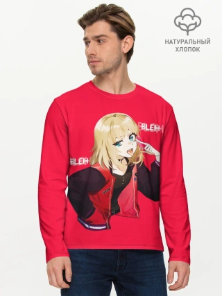 Мужской лонгслив базовый / Kawai Rika. Bleh