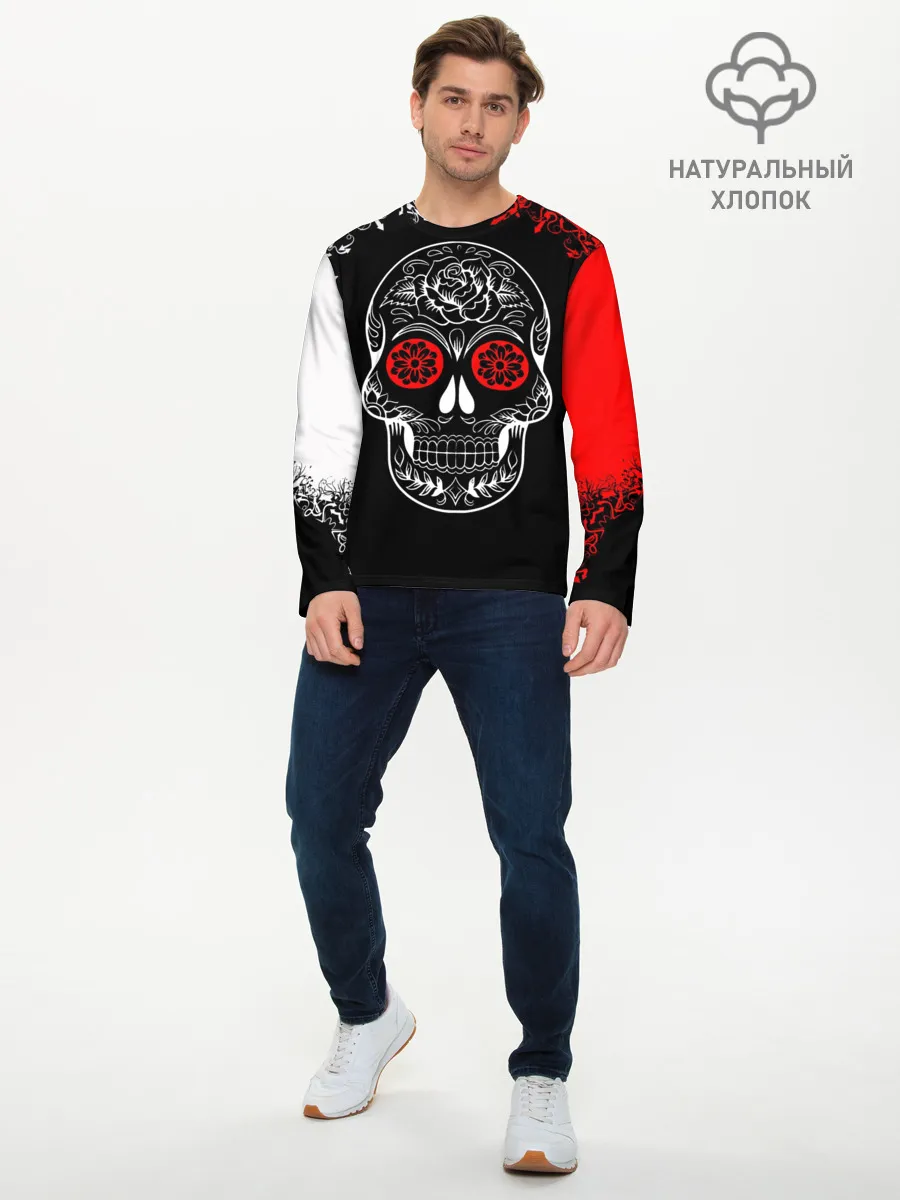 Мужской лонгслив базовый / Red White Skull - Череп