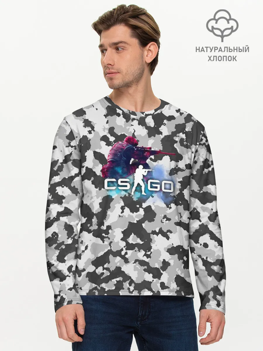 Мужской лонгслив базовый / Хэдшoт-CS:GO