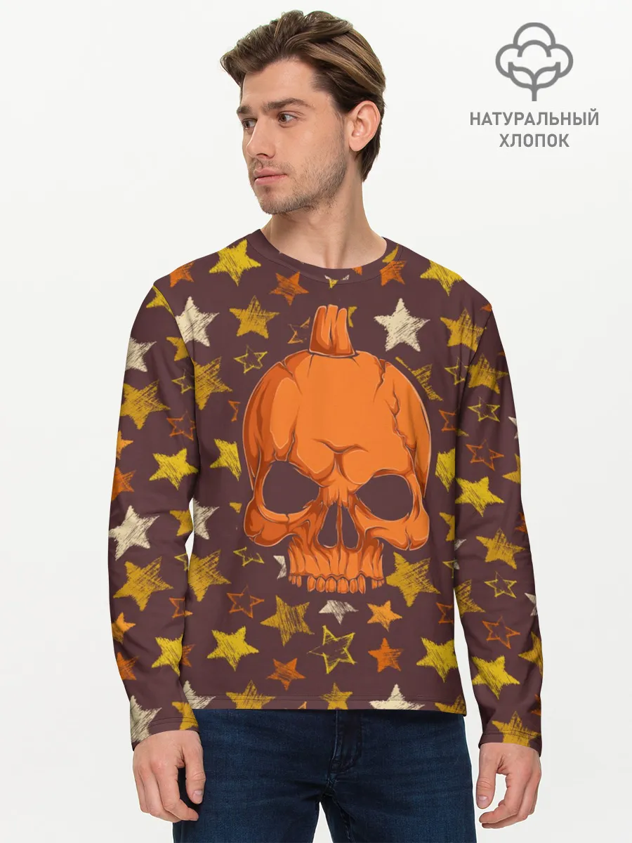 Мужской лонгслив базовый / Череп-тыква