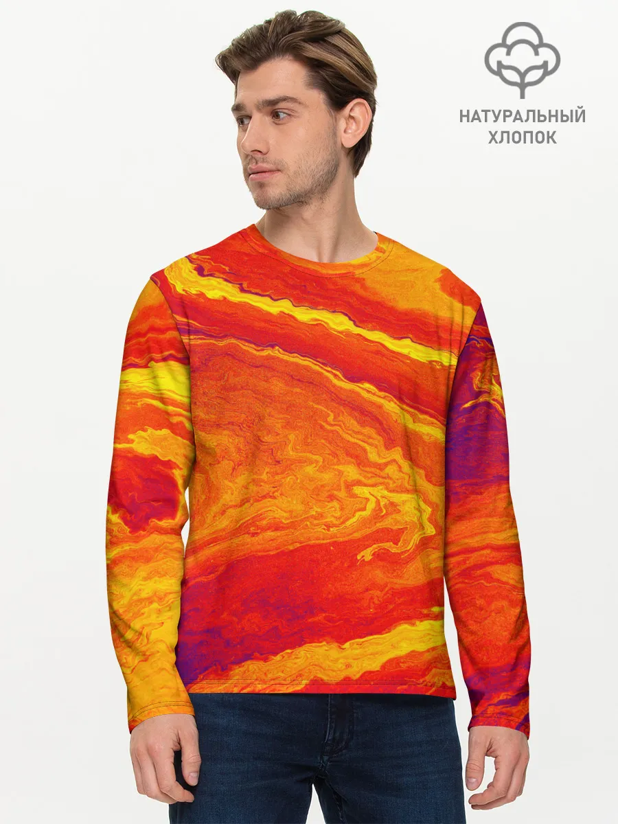 Мужской лонгслив базовый / ПЯТНО ЮПИТЕРА | ОРАНЖЕВЫЙ ГРАНЖ